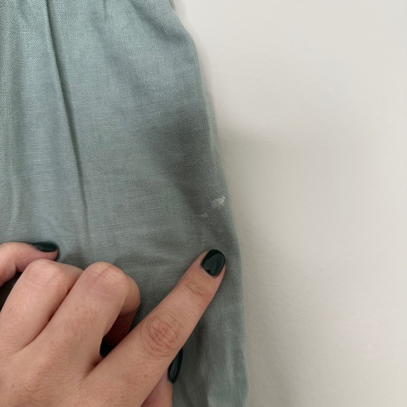 J. Crew Women's Green‎ Linen Blend Wide Leg Cropped Pants 14 Drawstring Waist - Picture 6 of 8